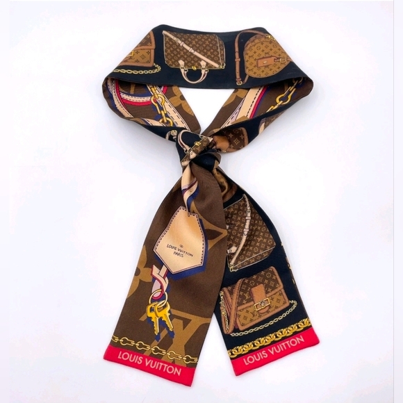 Louis Vuitton Accessories - Louis Vuitton M79621 Bandeau Tribute To Brown Multi Silk Scarf w/BOX/COA